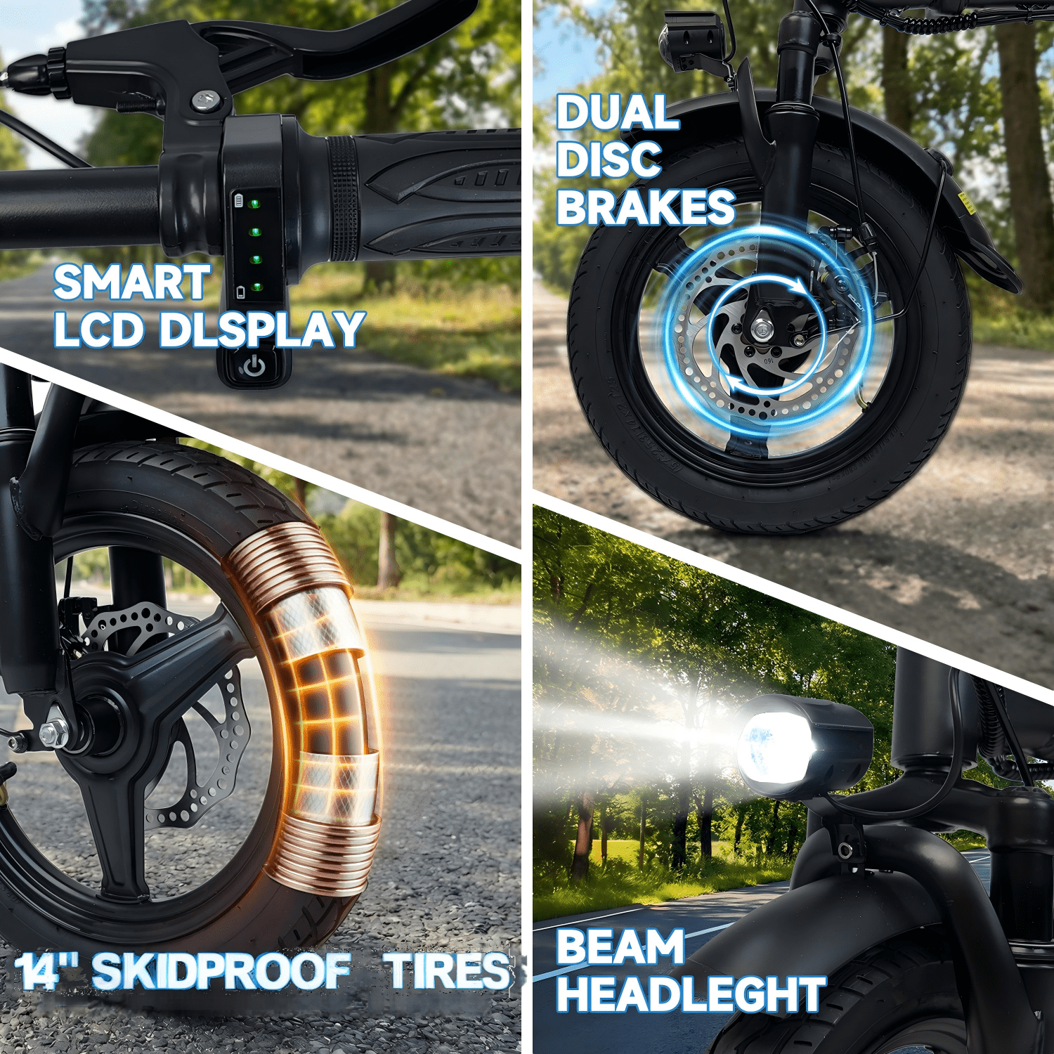 SHCNTEKU 14IN Folding Ebike for Adults Teens,500W Motor up to 20 mph Range 30 mile with 36V 12Ah Removable Battery Electric bicycle,UL 2849