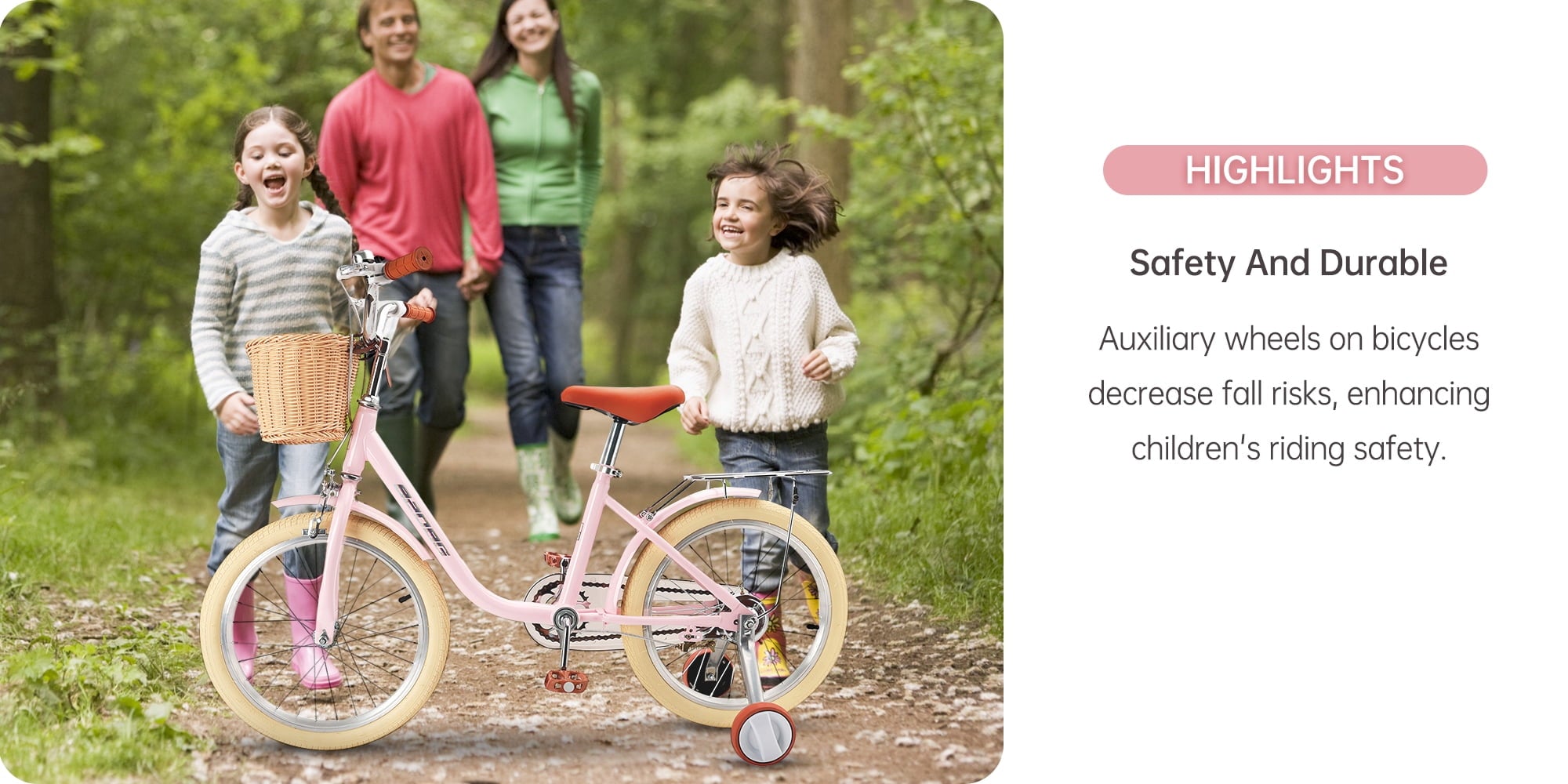 18 Inch Kids Bike with Removable Training Wheels, Adjustable Seat, Steel Frame & Dual Brake, Kids Bicycle for 6-10 Years Old Toddler Girls Boys