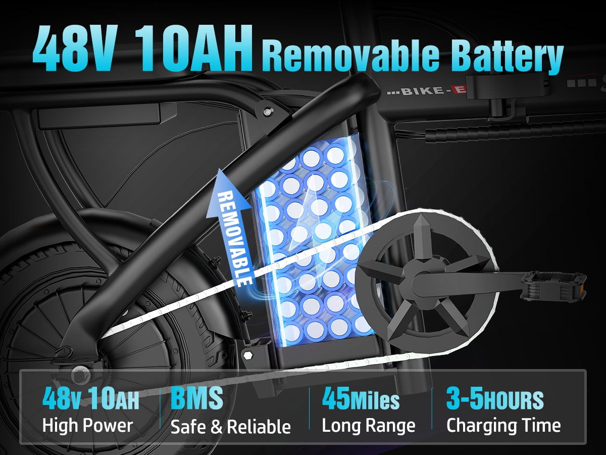 PostJoy Z6 14-inch folding electric bicycle, adult electric bicycle, 48V10AH battery, peak 1200W motor, top speed of 25MPH, range of 35 miles, commuter/travel mini electric bicycle