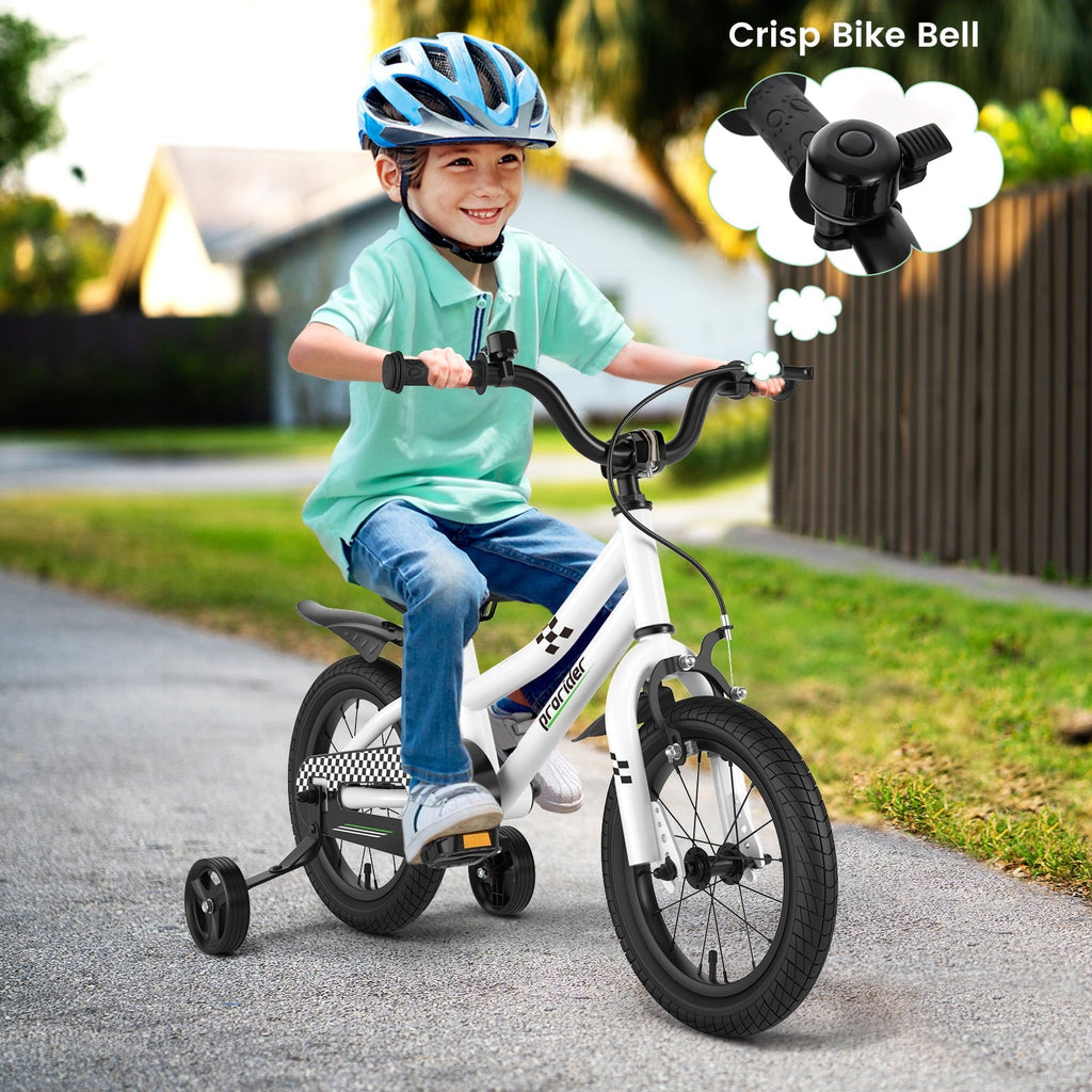 Costway 14'' Kid's Bike with Removable Training Wheels & Basket for 3-5 Years Old Blue