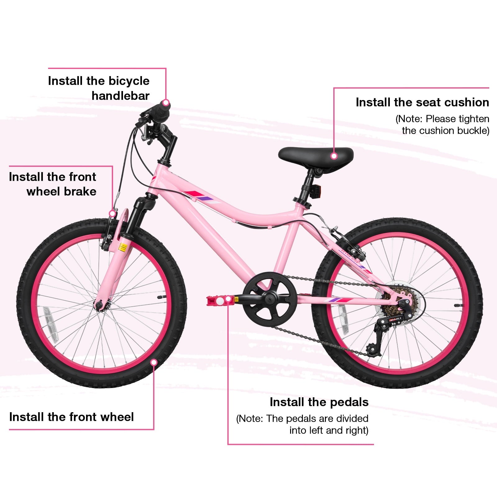 Hykolity 24 inch Kids Mountain Bike,7 Speed Kid Bicycle Age 8-14 Year Old with Front Suspension Fork,Adjustable Seat Height,High-Carbon Steel,Purple