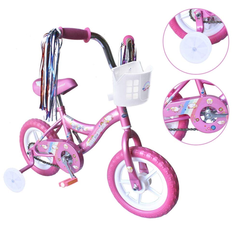 USToyOutlet 12 Kid's Beginner Bicycle for 2-4 Years Old Boys' and Girls' Bike Foam Tire for Indoor Use No Brake - Pink