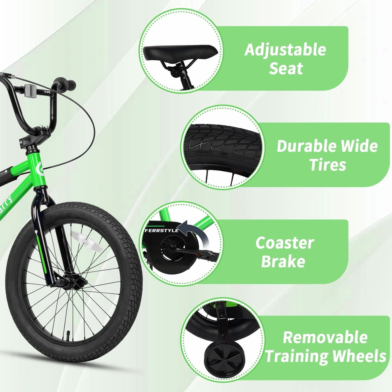 Glerc 14 Inch Little Kids Bike BMX Style Bicycle with Training Wheels Coaster Brake for 3 4 5 Years Old Boys Girls, Blue