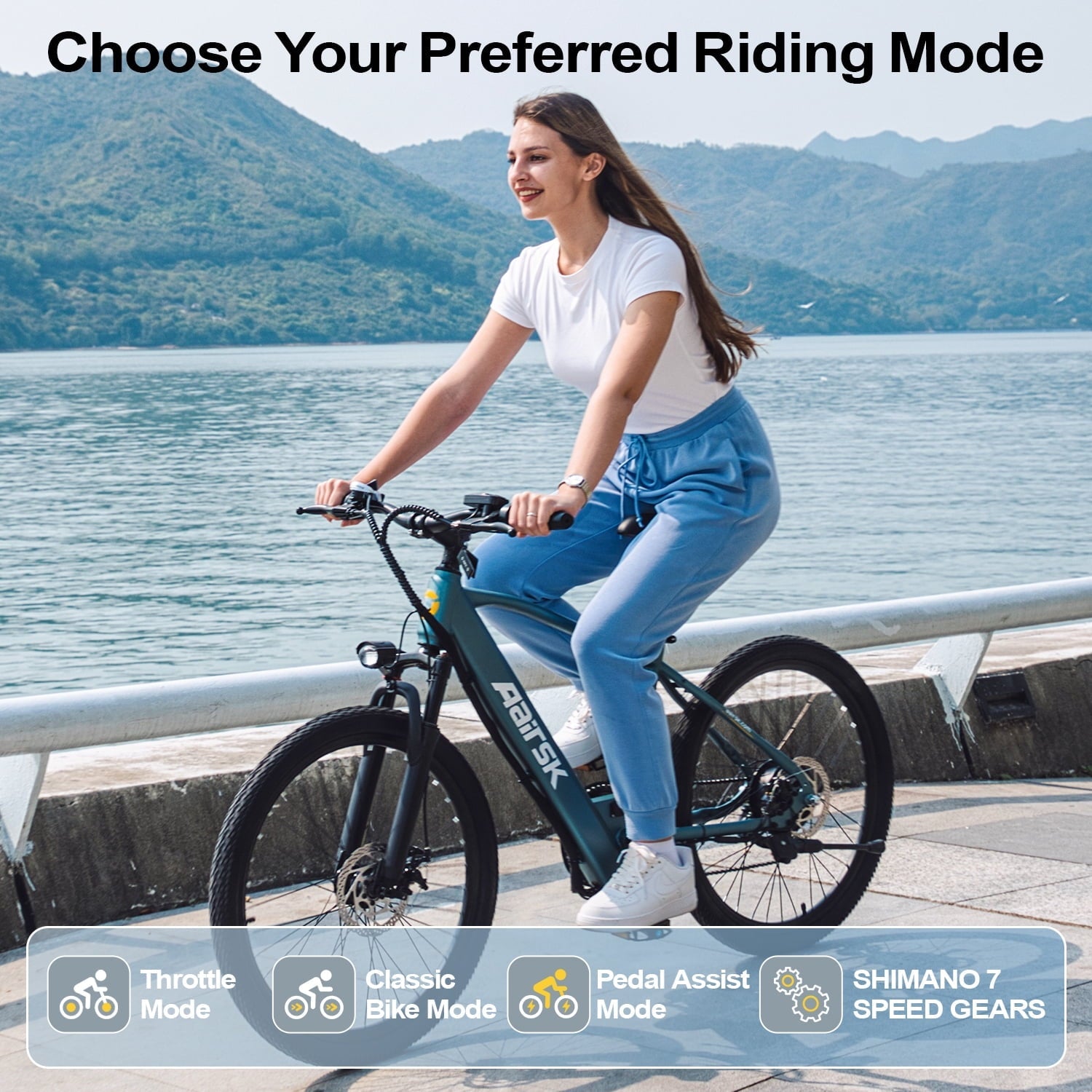 Unibike 24Electric Bike for Adults, 400W Ebike with 36V 10AH Battery, 40Miles Long Range Mountain Bikes, Shimano 7-Speed Electric Bicycle, Blue