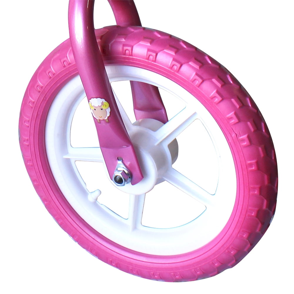USToyOutlet 12 Kid's Beginner Bicycle for 2-4 Years Old Boys' and Girls' Bike Foam Tire for Indoor Use No Brake + Doll Seat - Pink