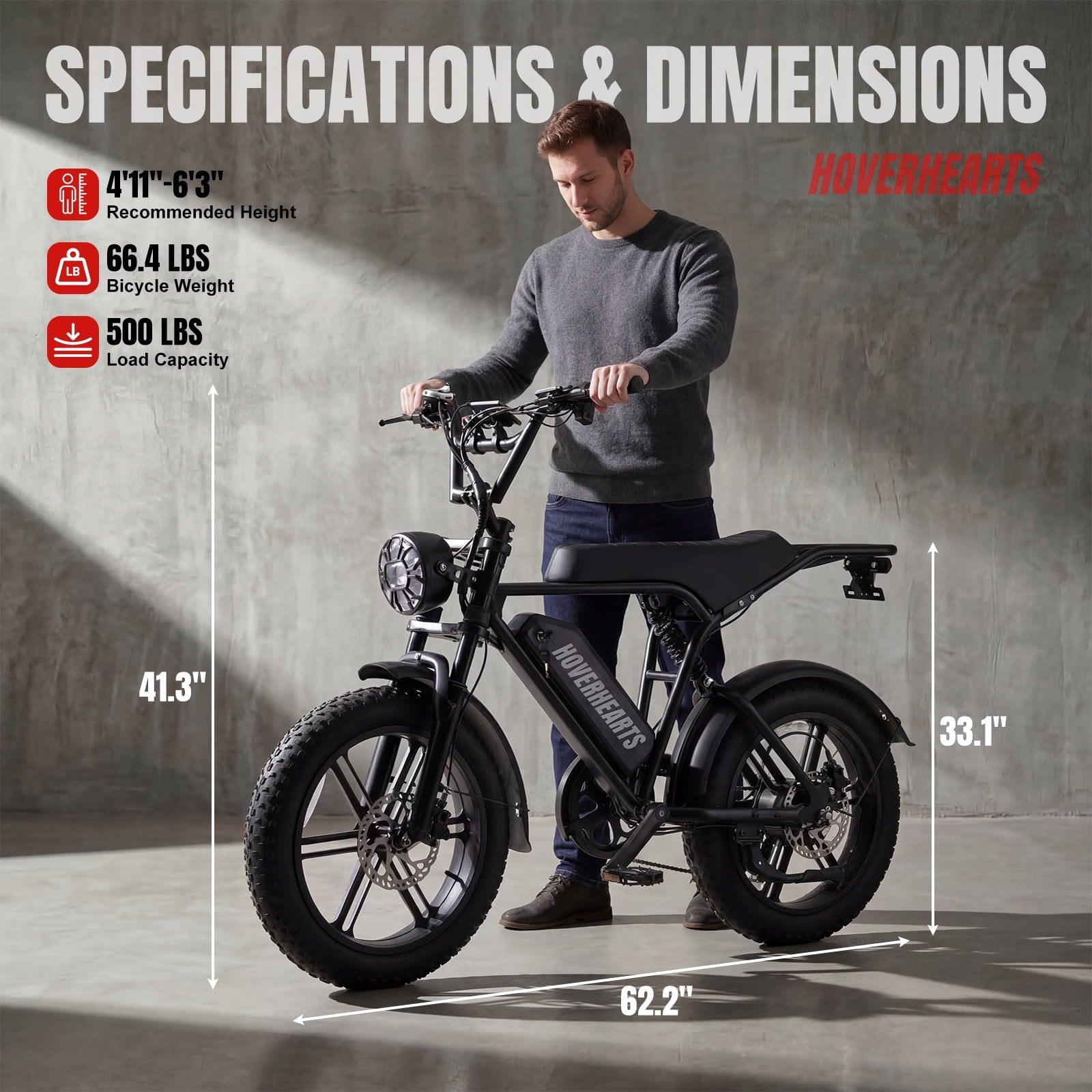 Aoemoe 500W Fat Tire Electric Bike 20 x 4.0 All Terrain E-Bike 48V 15Ah 28mph Hydraulic Brakes Full Suspension Mountain Electric Bicycle for Trail Riding