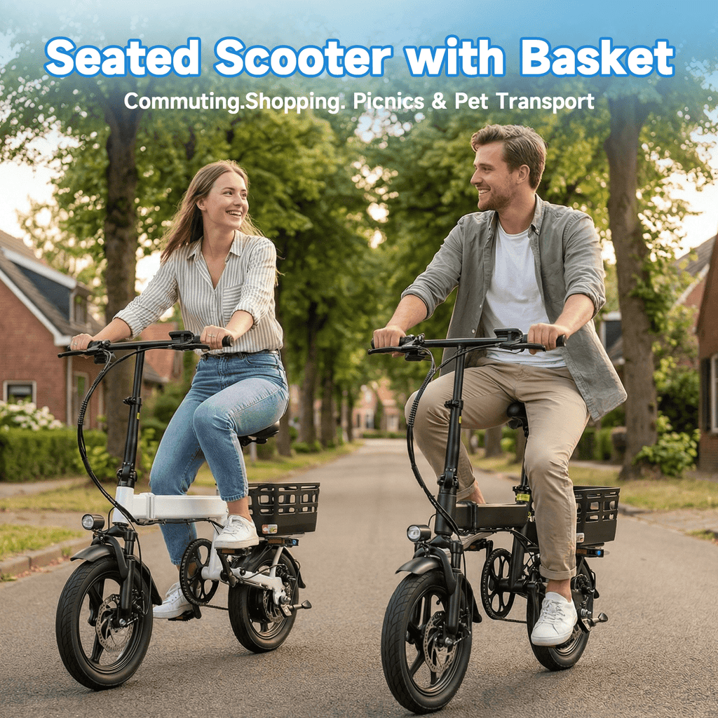 BroPath Electric Bike for Adults, Ebike, Electric Bicycle with 576WH Battery,14 Folding Ebike for Teens, 20MPH,20+ Miles(MAX),500W Motor,Multi-Shock Absorption,Mini E Bikes with Baskets,UL2849
