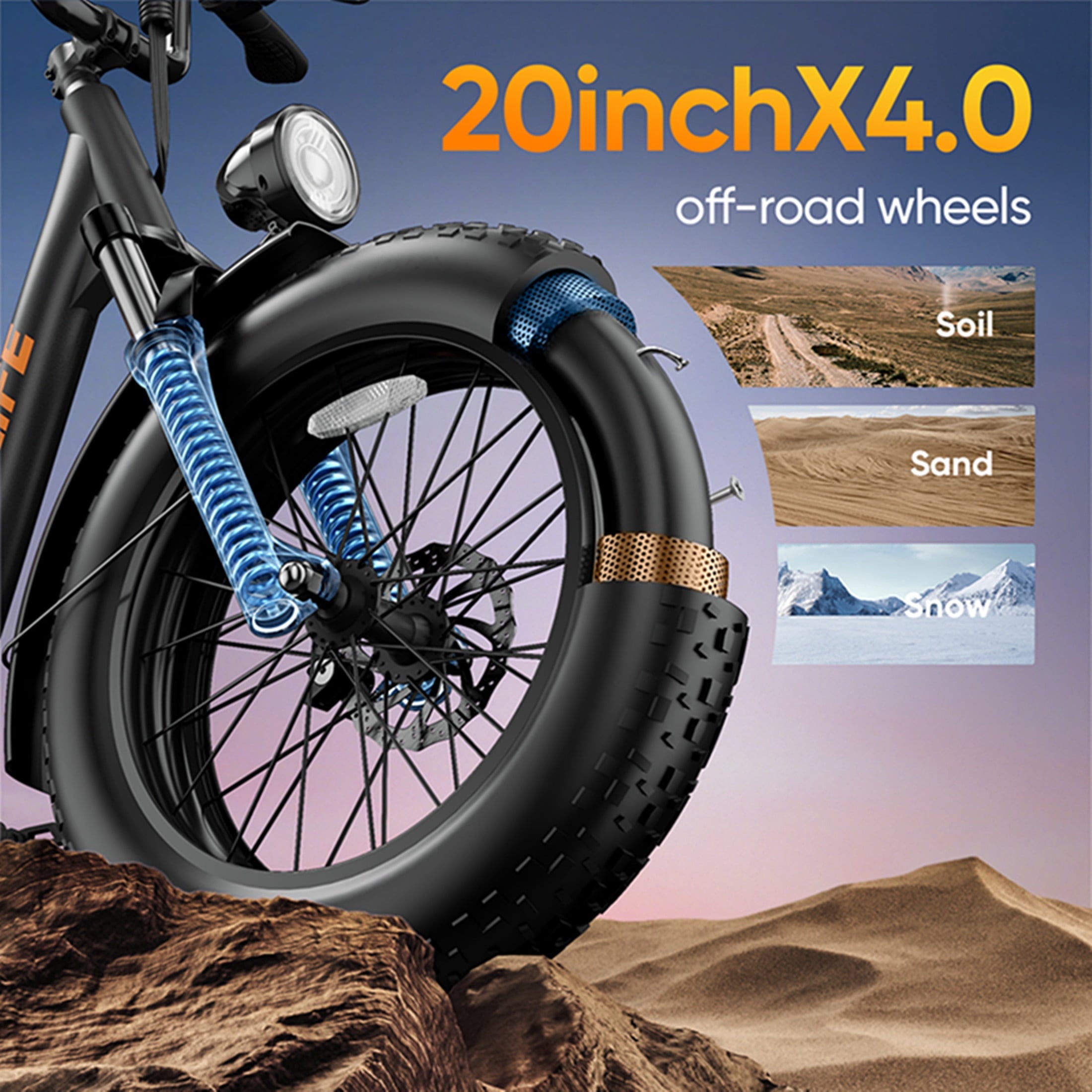 URLIFE 4.0 Fat Tire Ebike,20 Electric Bicycles for Adult,1500W Peak Motor,48V 15.6AH Remobavle Battery,7-Speed Mountain Ebike,UL2849-Black