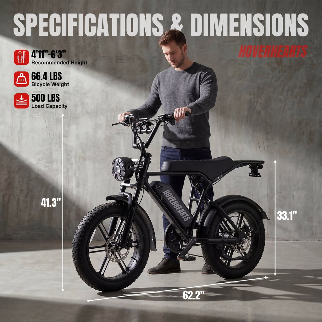 QEASET 20 Electric Bike for Adults 500W 48V 15Ah Commuter E-Bike 28mph Hydraulic Disc Brakes 7-Speed Fat Tire Electric Bicycle with Rear Rack