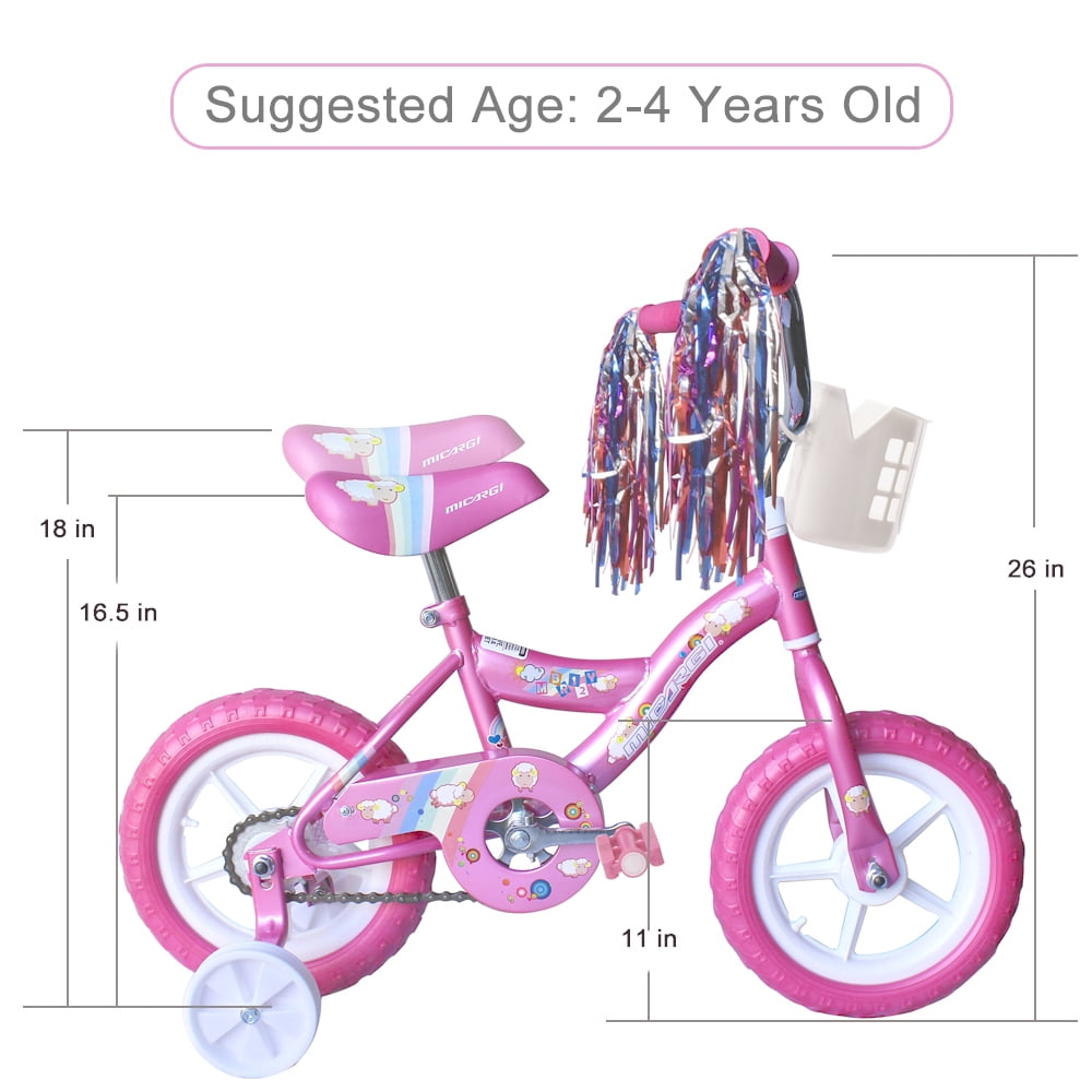 USToyOutlet 12 Kid's Beginner Bicycle for 2-4 Years Old Boys' and Girls' Bike Foam Tire for Indoor Use No Brake + Doll Seat - Pink
