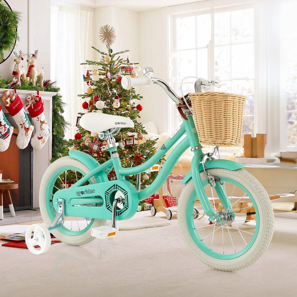 Costway 14 Kid's Bike with Training Wheels Adjustable Handlebar Seat Handbrake Pink