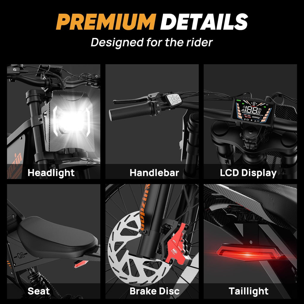 Electric Bike for Adults,1500W 35MPH,48V 20AH 30-80 Miles,20'' Fat Tire Mountain Bike with Rear Rack UL2849