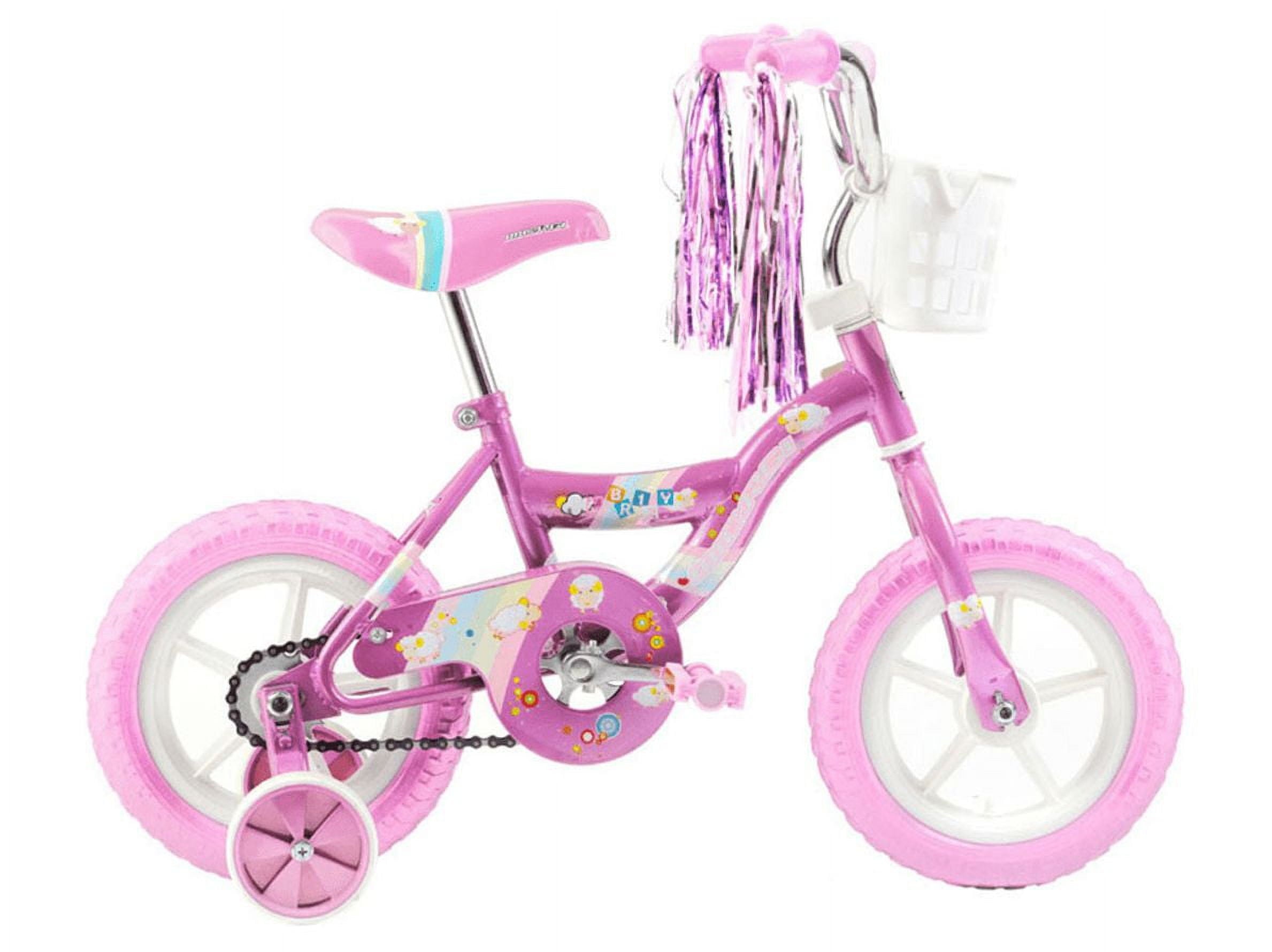 USToyOutlet 12 Kid's Beginner Bicycle for 2-4 Years Old Boys' and Girls' Bike Foam Tire for Indoor Use No Brake + Doll Seat - Pink