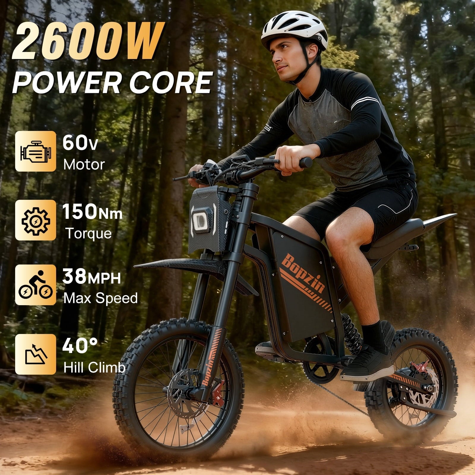 Electric Dirt Bike for Adults/Teens,Peak 2600W,Anti Theft Alarm Electric Motorcycle,60V 23AH,Max 100 Miles Removabale Battery,14/12 Tire Mountain Bike UL2849