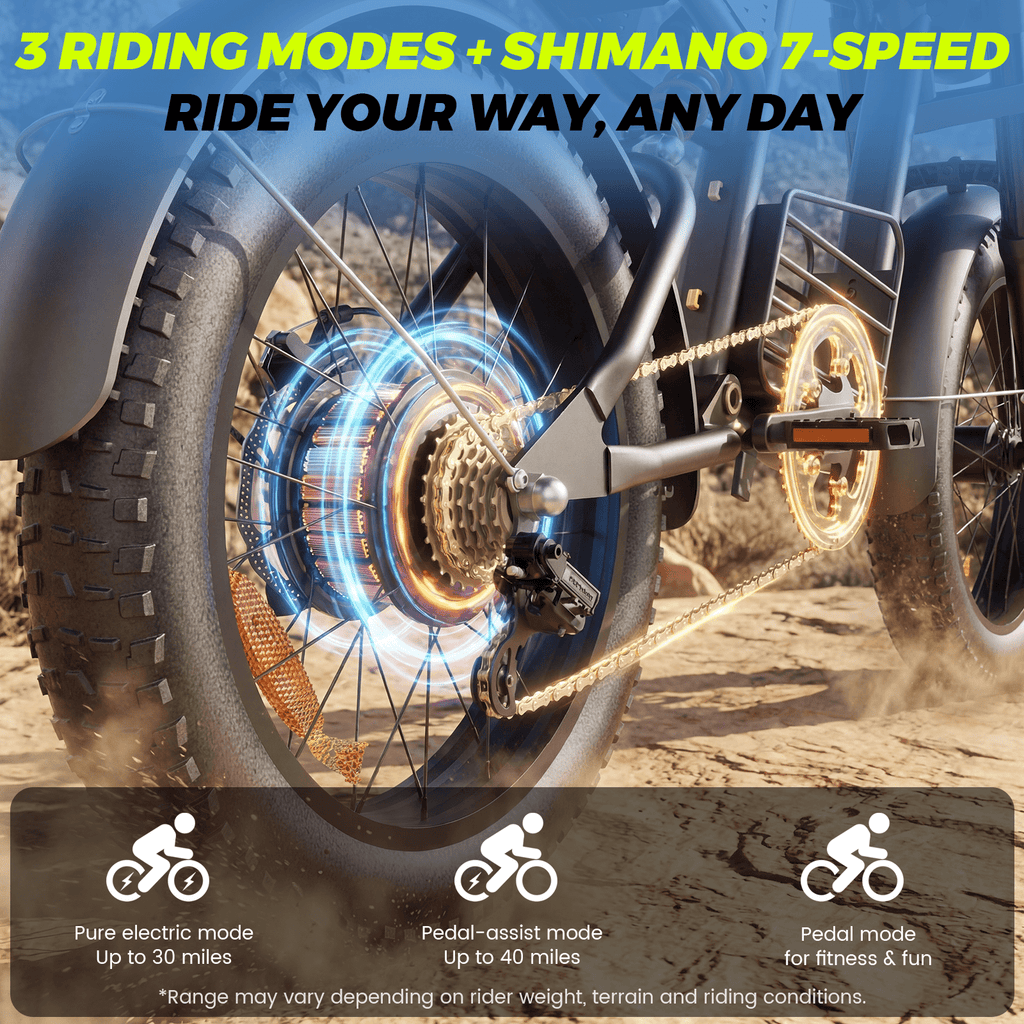 Electric Bike for Adults, 1000W Dirt Bike, 30MPH, 48V 15Ah E-Bike, 30-40 Miles Electric Bikecycle, 20 Fat Tire Off-Road Bike, All Terrain for Mountains, Snow, Sand, Road