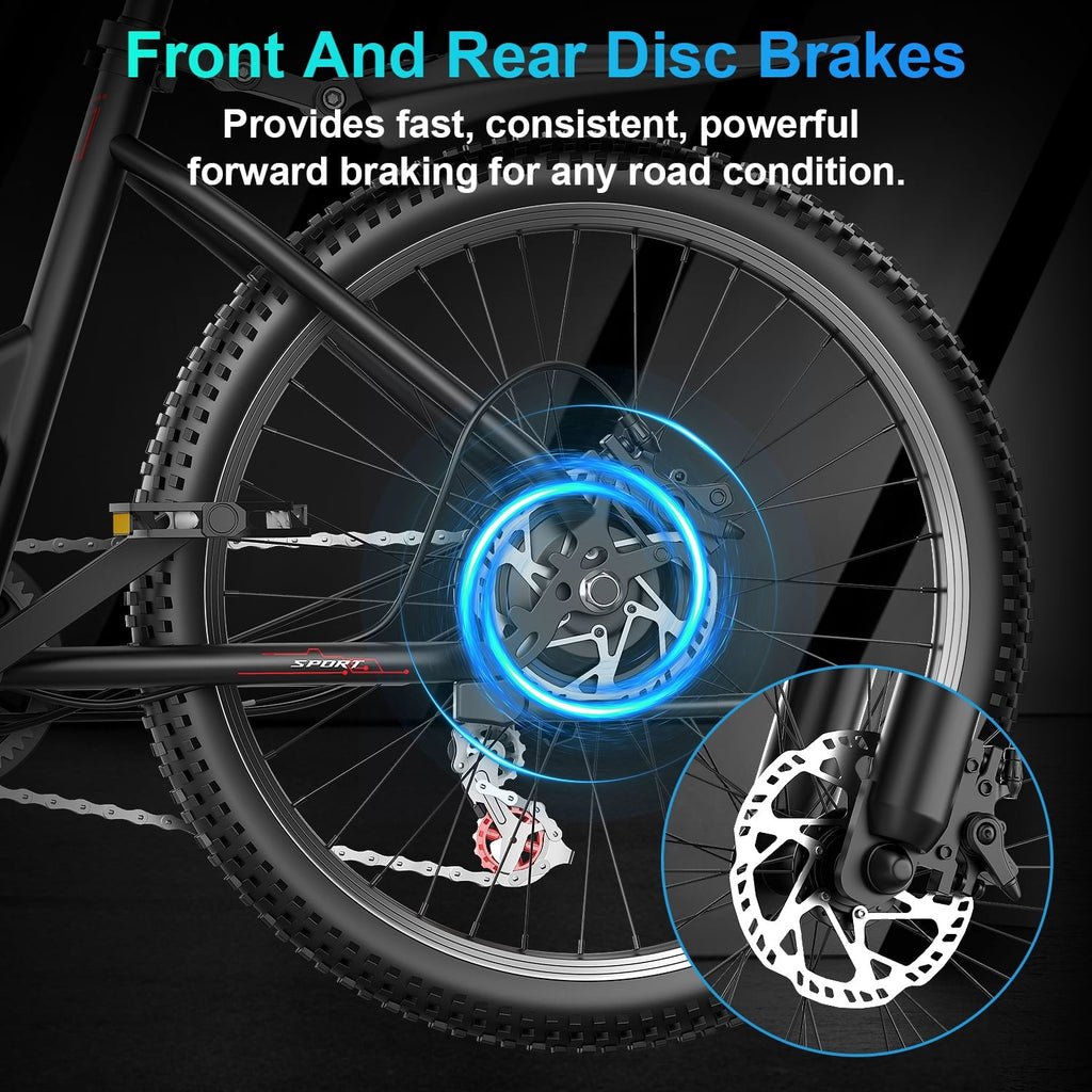 F26-1500W Off-Road Electric Bike, 26 Tire 55 Miles Electric Bike ,48V 10.5 Internal Battery (Removable), Top Speed 30MPH, Electric Mountain Bike Beach Bike, Professional 7 Speed UL2849
