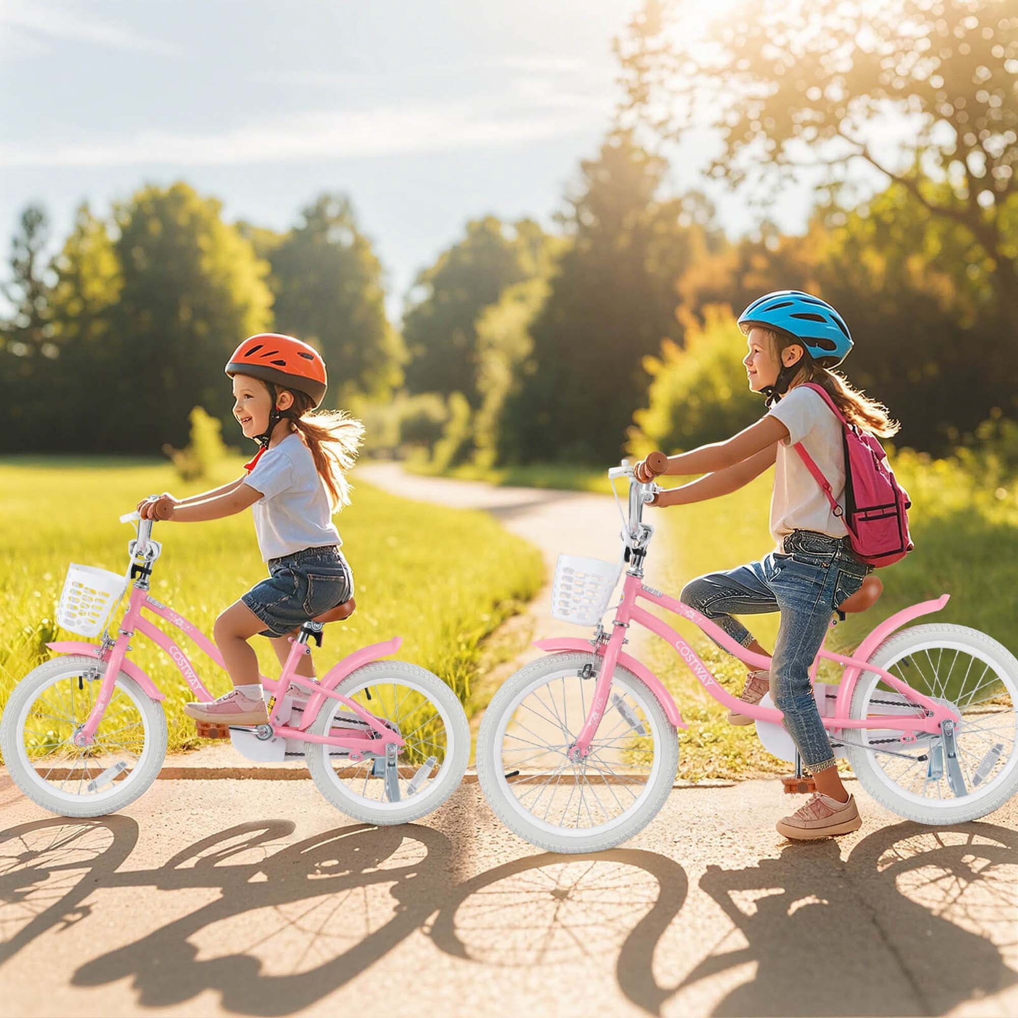 Costway 18'' Kids Bike Toddler Bicycle with Training Wheel Kickstand for 4-8 Years Old Pink