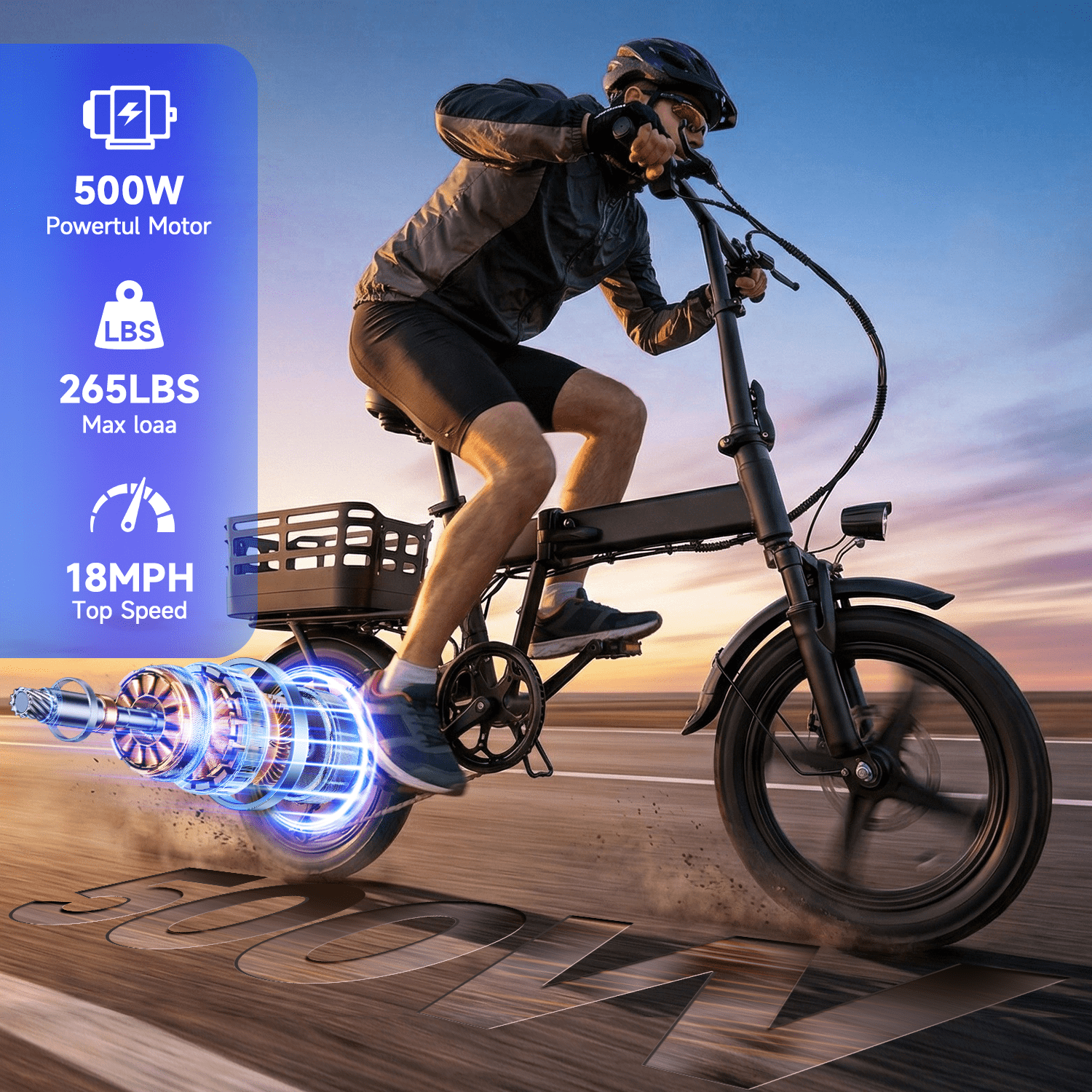 BroPath Electric Bike for Adults, Ebike, Electric Bicycle with 576WH Removable Battery,14 Folding Ebike, 21MPH,20+ Miles(MAX),500W High Motor,Multi-Shock Absorption,Commuting Mini E Bikes,UL2849