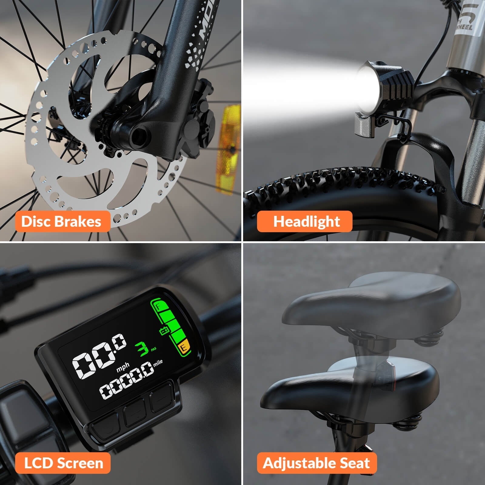 5TH WHEEL WLB17 26 Electric Bike for Adult, 500W Peak Electric Bike with 36V 10.4Ah Removable Battery, Electric Bicycle with 7 Speed, UL2849