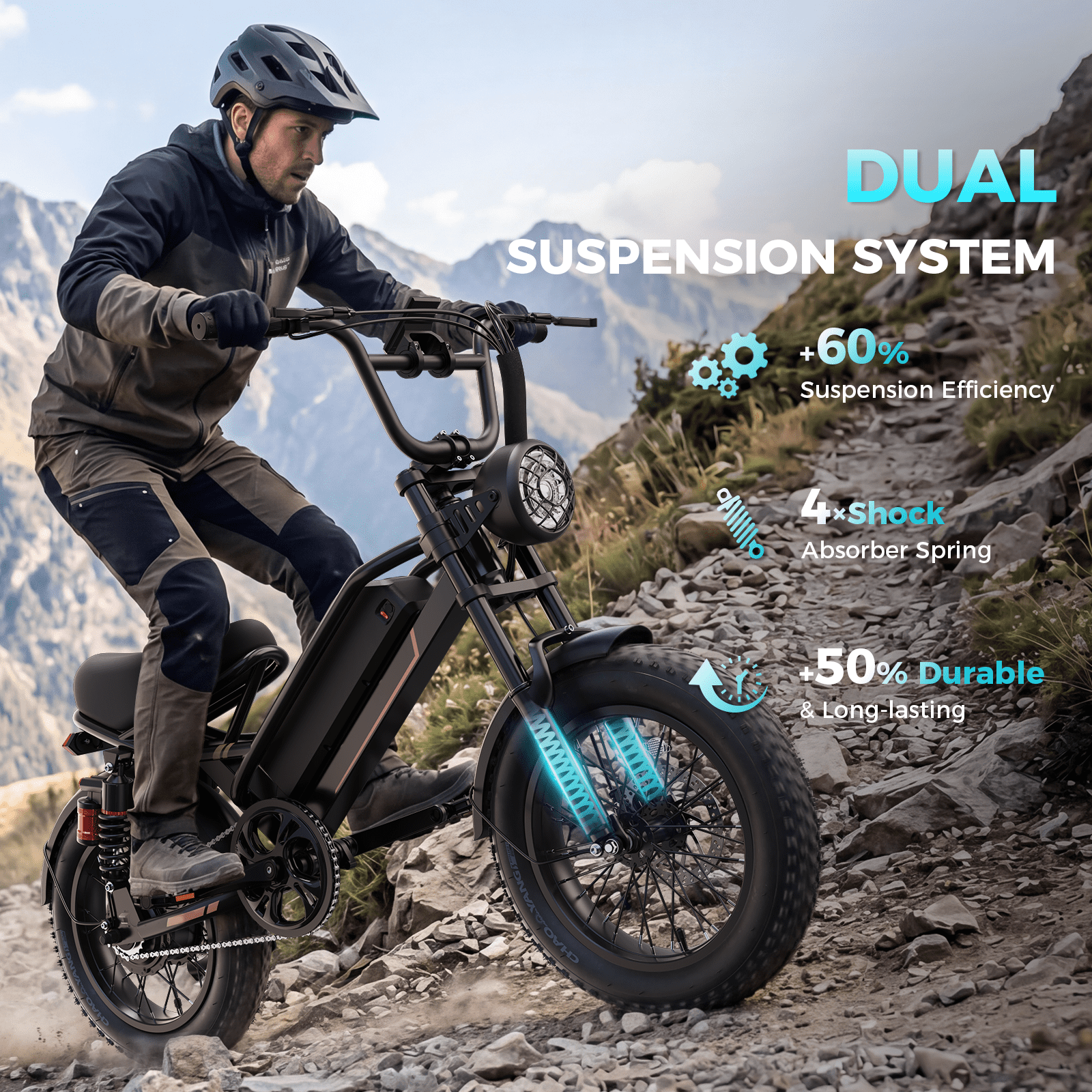 YareYi Electric Bike for Adults 20, 32MPH Fat Tire E-Bike, 3000W Peak Mountain Bicycle, 48V 960Wh Removable Battery UL2849