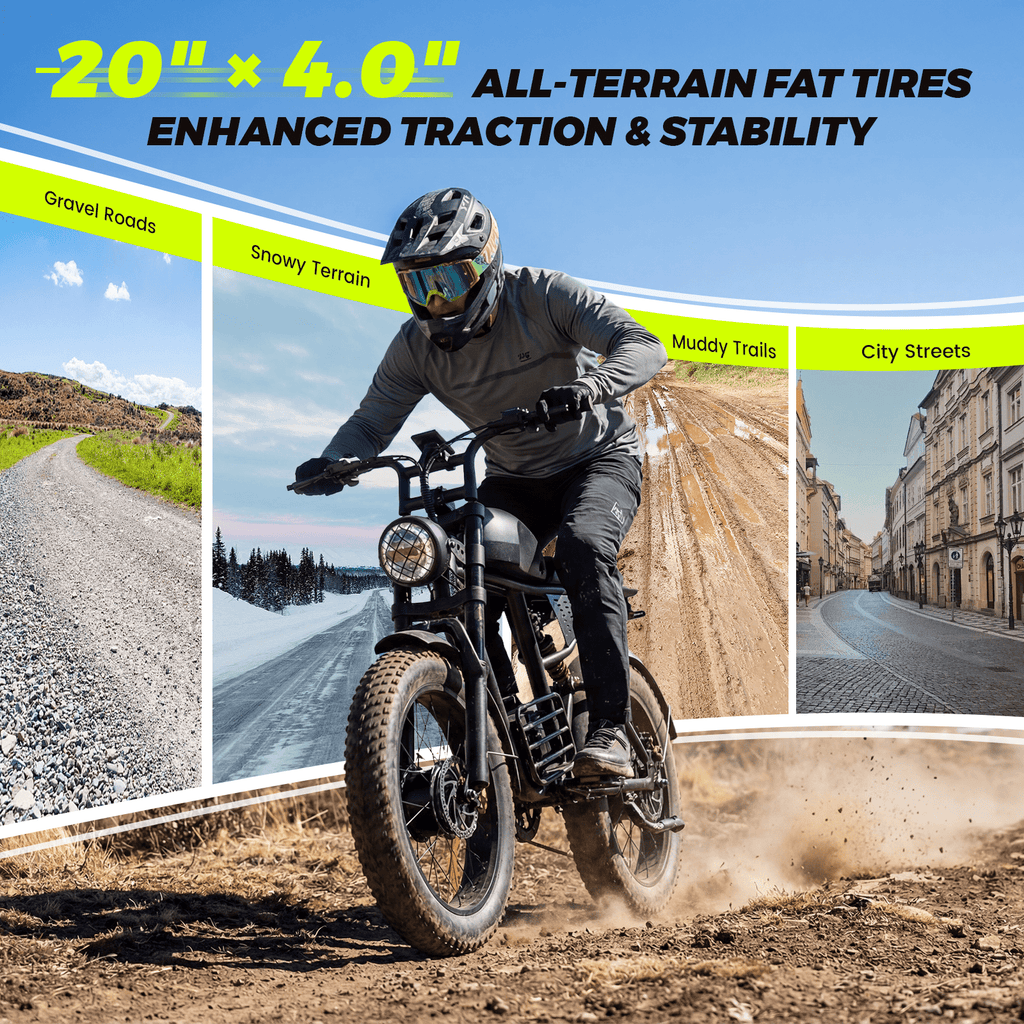 Electric Bike for Adults, 1000W Dirt Bike, 30MPH, 48V 15Ah E-Bike, 30-40 Miles Electric Bikecycle, 20 Fat Tire Off-Road Bike, All Terrain for Mountains, Snow, Sand, Road