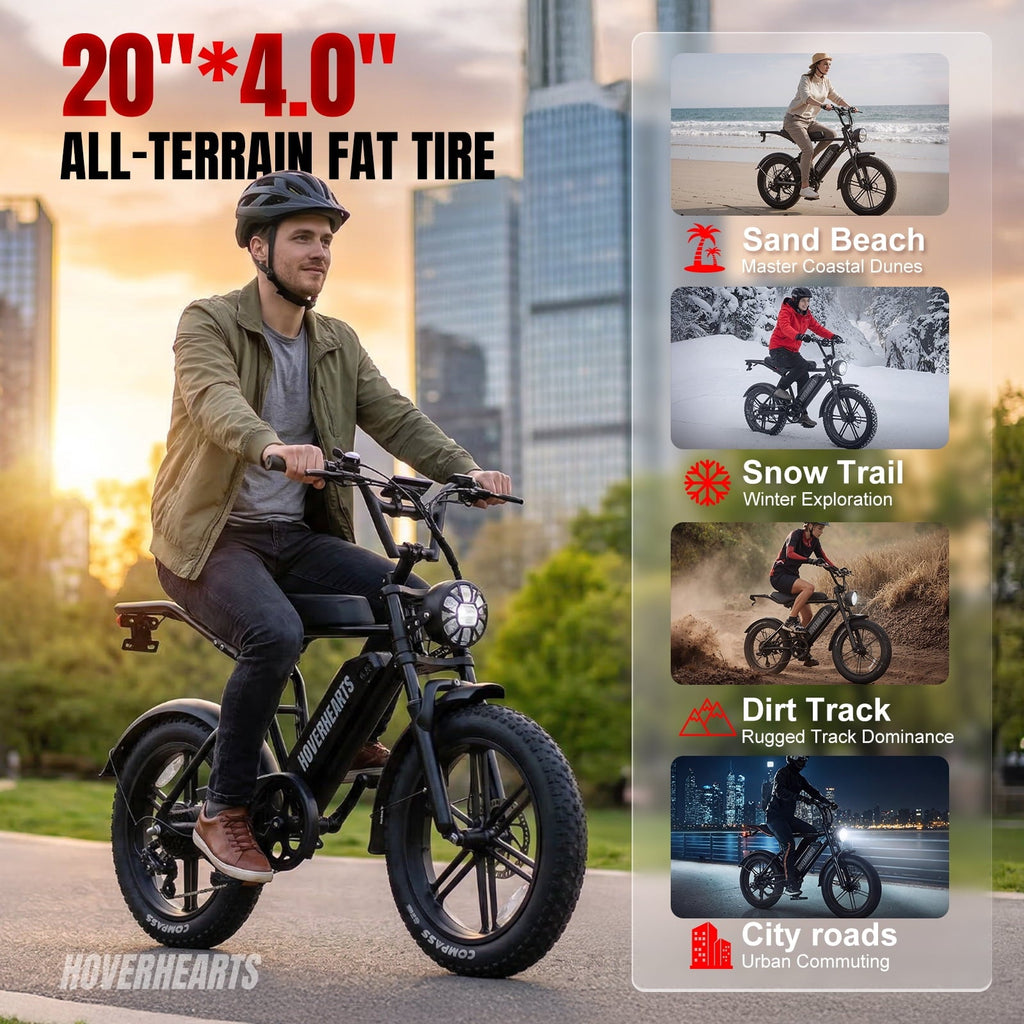 Electric Bike for Adults, 20 x 4” Fat Tire Electric Bicycle, 1500W Peak Motor 60 Miles, 48V 15Ah Removable Battery & 7 Speed Electric Mountain Bike , UL2849
