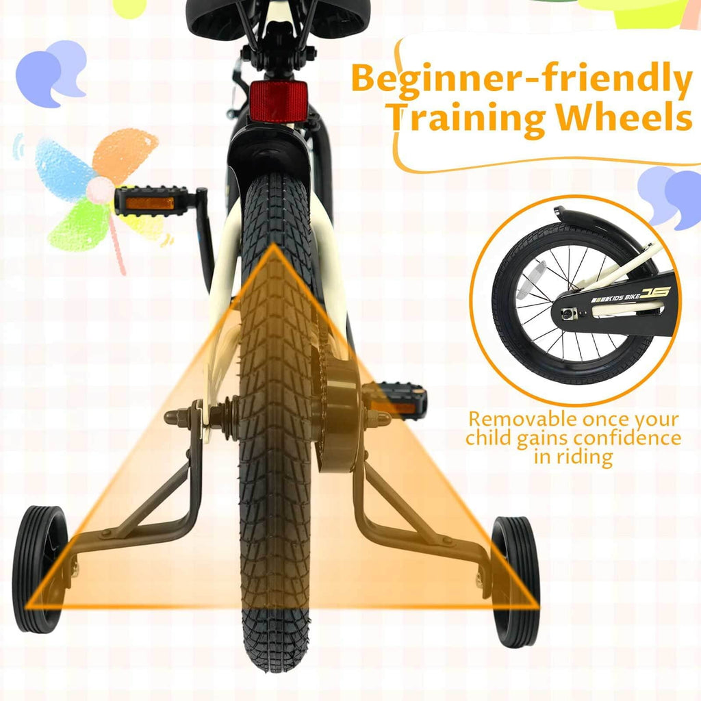 Costway 18 Inch Kids Bike with Training Wheels Dual Brakes Adjustable Seat Handlebar Height